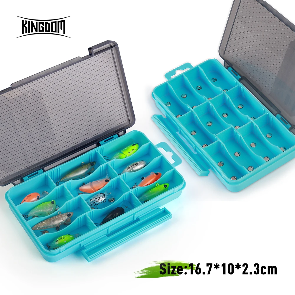 Caja de pesca Kingdom magnética con compartimentos ajustables