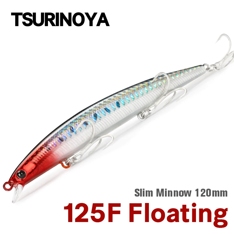 TSURINOYA pececillo flotante 120F rango poco profundo 10-60cm 125mm 14,3g Jerkbait señuelo de pesca costera cebos grandes artificiales lubina - imagen 3
