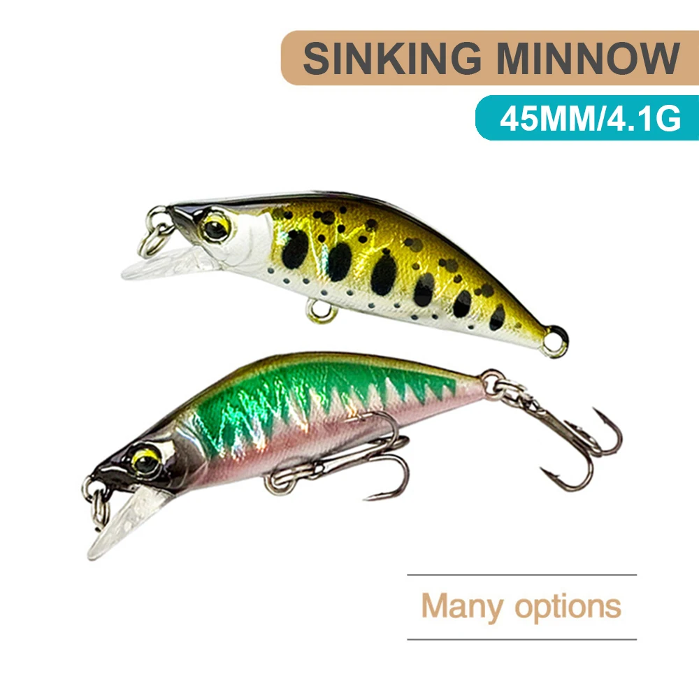 4,5 cm 4,1g Señuelos de Pesca hundimiento Micro Minnow Wobbler cebo duro Artificial Jerkbait Mini accesorios de pesca trucha lubina MN602 - imagen 2