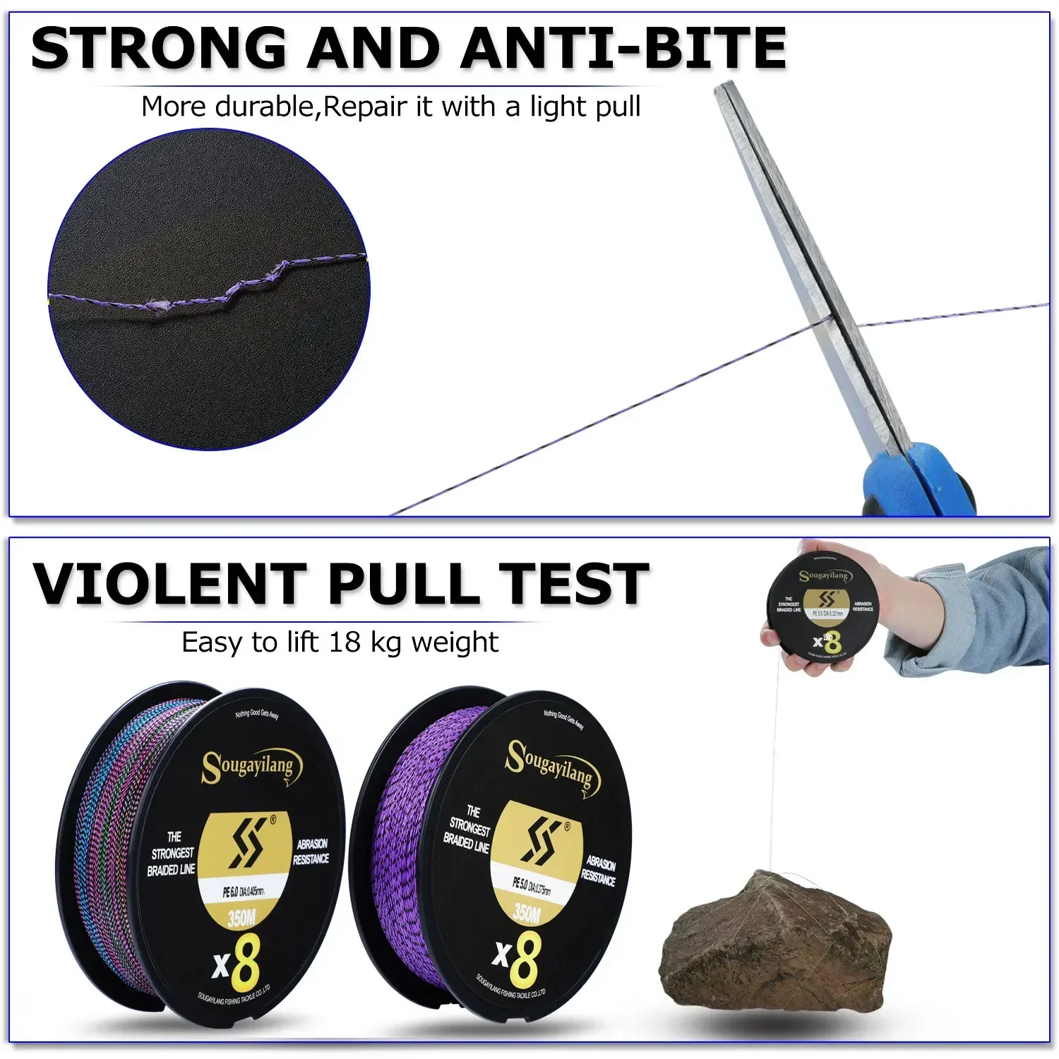 Línea de pesca Sougayilang 150M X8 línea de pesca trenzada moteada multifilamento súper fuerte PE línea de pesca Invisible - imagen 5