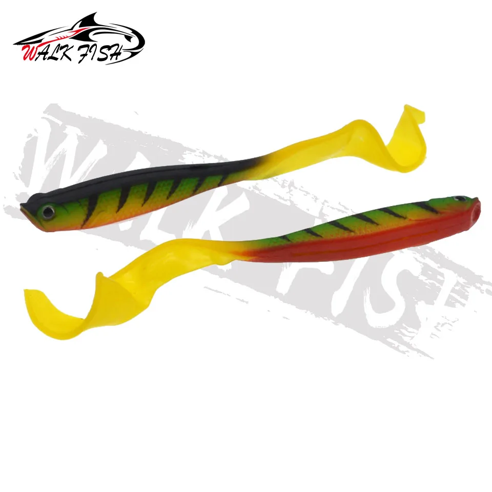 WALK FISH-señuelo de pesca Jigging Wobblers, 12,5 cm, 5,5g, cola en T, cebo suave, señuelos artificiales de silicona, Lucio, 4 Uds. - imagen 3