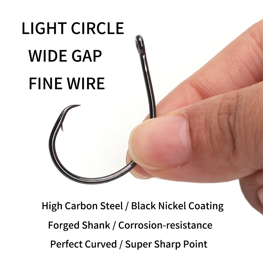 Ellllv-luz circular para pesca en agua salada, gancho de alambre fino, anzuelo en línea, Lucio, tarpón, pez vela, Marlin, 4 # - 7/0 - imagen 3