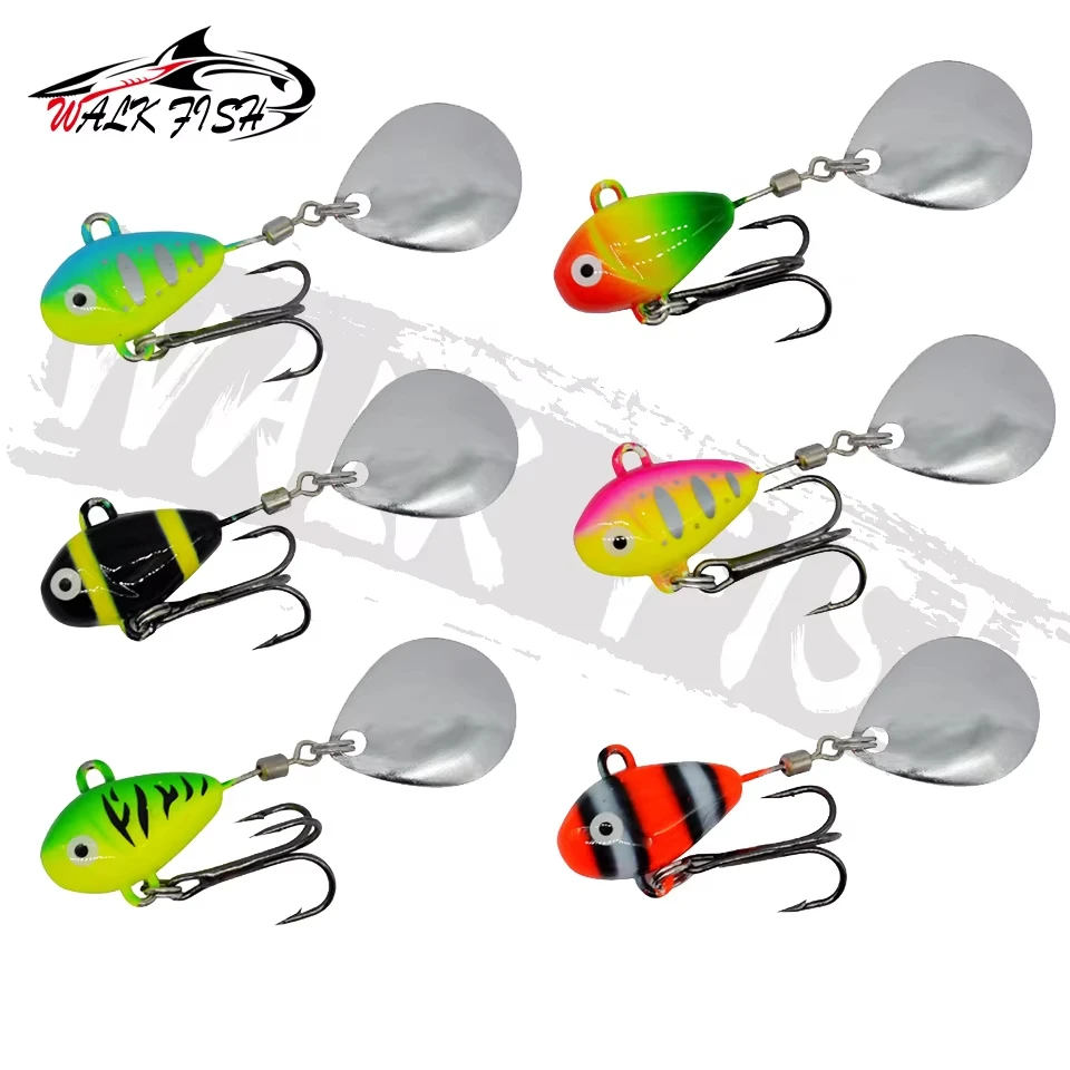WALK FISH-señuelos de pesca Vib Spinner, 1 Uds., 10g, 16g, 28g, lentejuelas giratorias, Metal vibratorio, pesca en mar, cebo Artificial falso de agua dulce - imagen 3