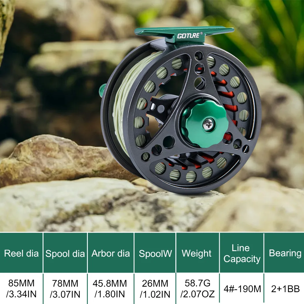 Carrete de pesca con mosca CNC Goture con línea principal (WF5 WF6) Juego de aleación de aluminio de alta velocidad 5/6 volante accesorios de pesca al aire libre - imagen 5