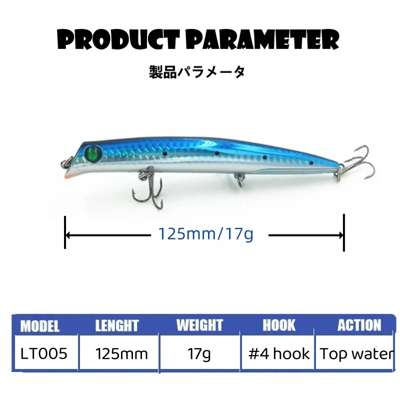 TSUYOKI Señuelos tipo lápiz Profundidad flotante 20 cm-60 cm Cebos rodantes y oscilantes Agua salada Fundición larga Ima Slim Komomo 130 Stickbait Minnow - imagen 2