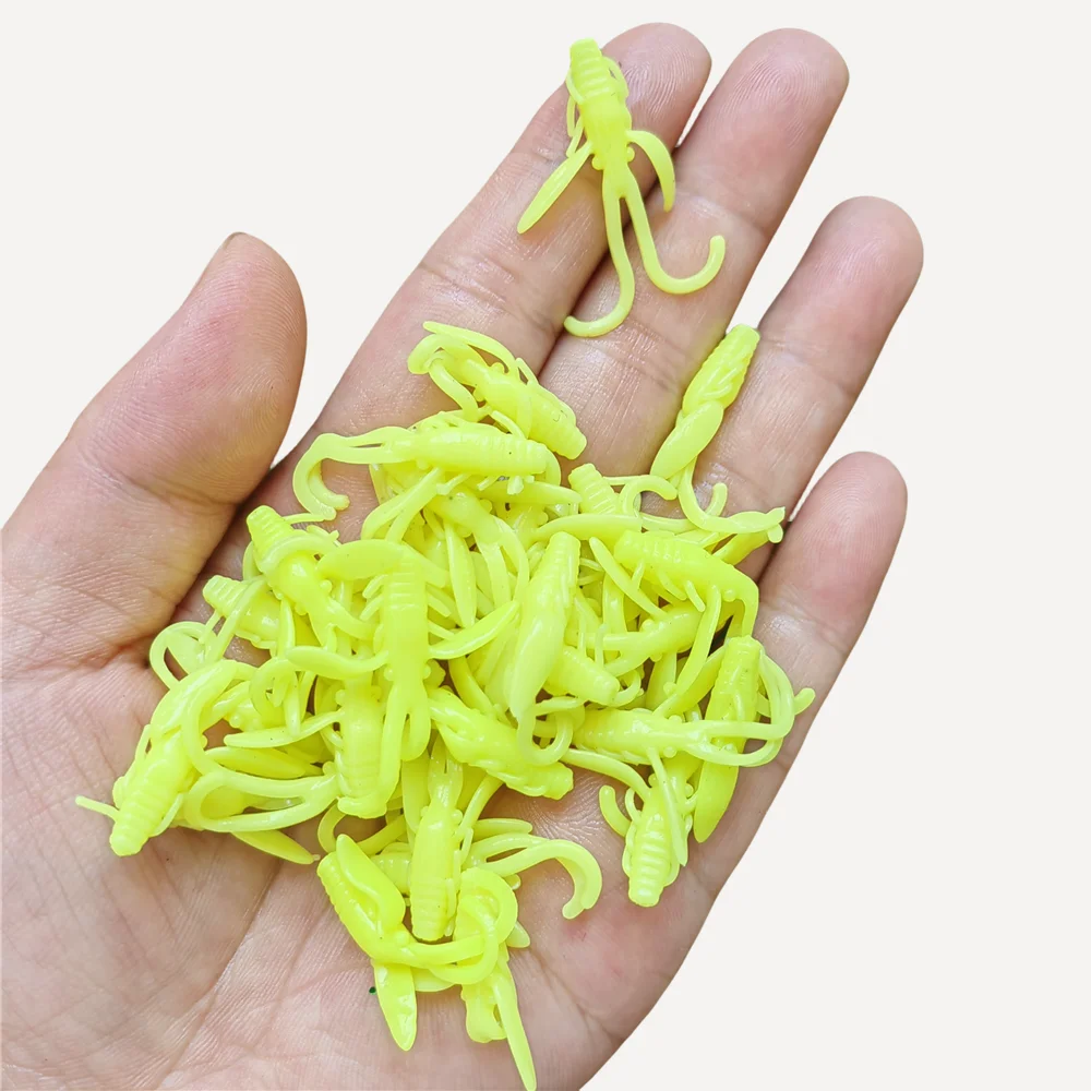 MUKUN 20 piezas 3cm/0,3g 4cm/0,7g mini TPE flotante suave señuelo cebo gusano suave señuelo de pesca camarones con carpa lubina - imagen 5