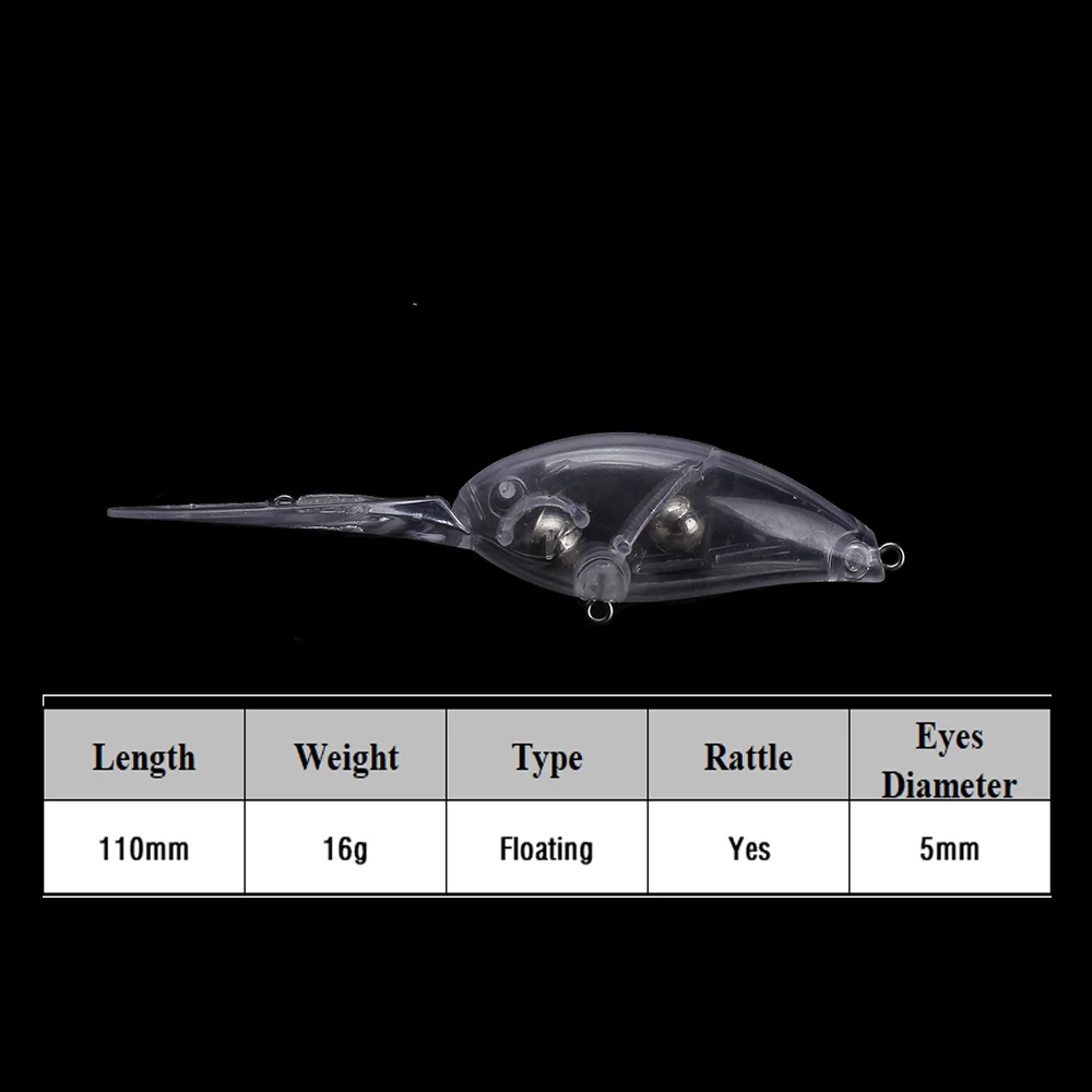 Chan’sHuang 20pcs 11cm 16g Long Lip Unpainted Crankbait Deepwater Wobblers Fishing Lures dCrank Baits - imagen 2