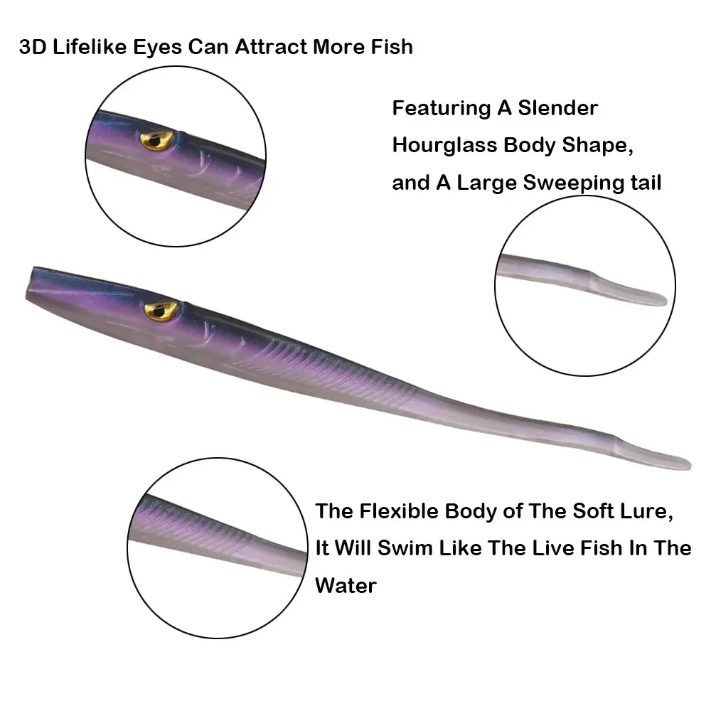 Señuelo de pesca suave 10 uds/lote 130mm 3,8G cebo artificial aparejos de pesca Crazy Slug de calidad Worms Shad Eel Seabass - imagen 3