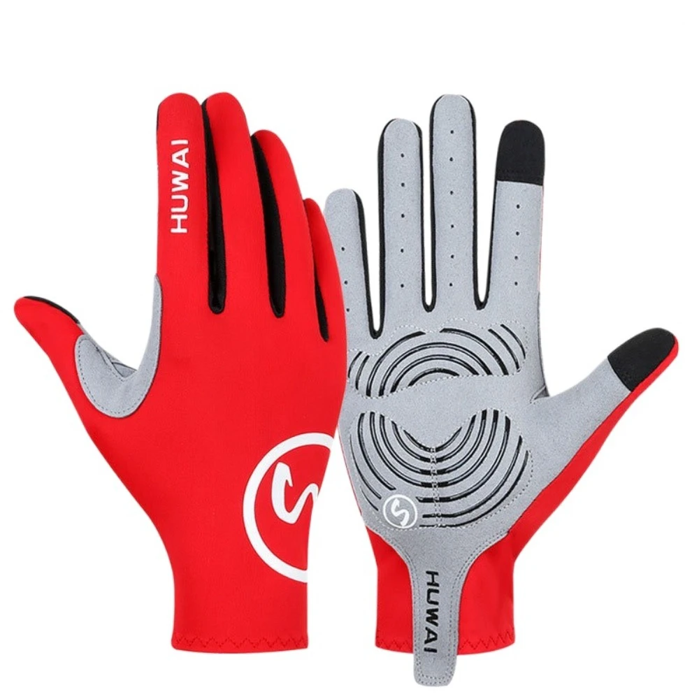 Nueva pantalla táctil dedos largos antideslizantes rojos mujeres hombres guantes de bicicleta transpirables a prueba de golpes guantes de Fitness MTB bicicleta de carretera - imagen 4