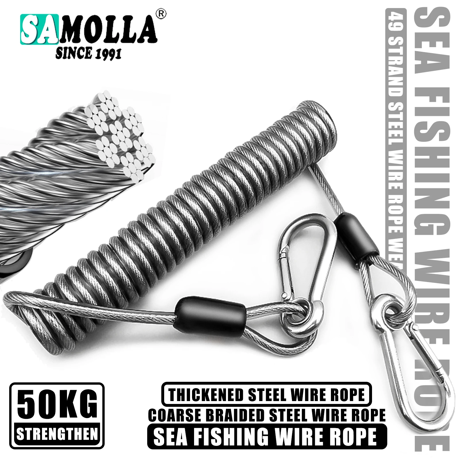 Samolla cordón de seguridad pesca – Aceroelástico extensible 1,5-3 m
