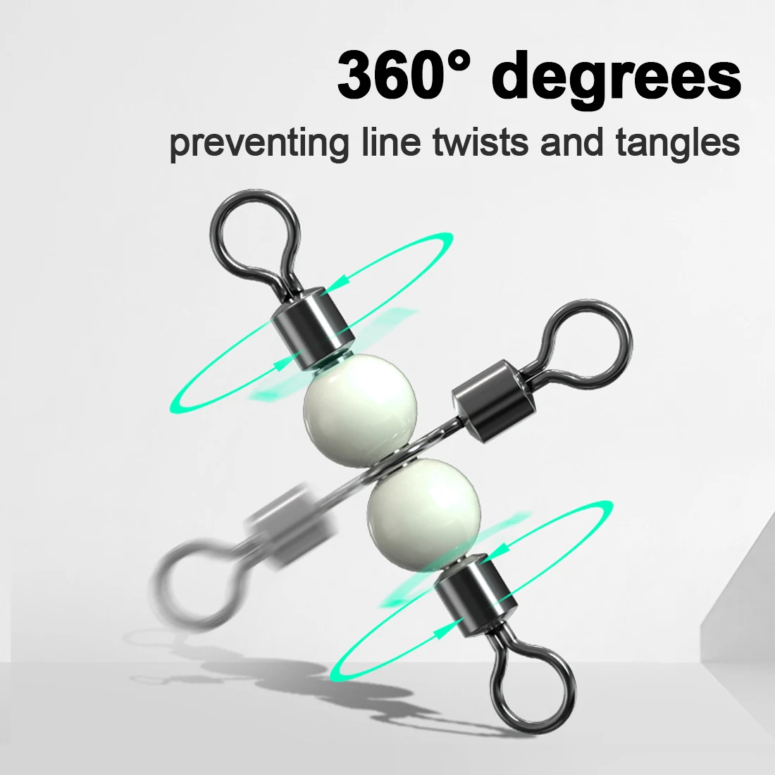 FishTrip giratorio de línea cruzada con cuentas brillantes, giratorio en T de alta resistencia, aparejo de 3 vías, prevención de giros y enredos - imagen 5