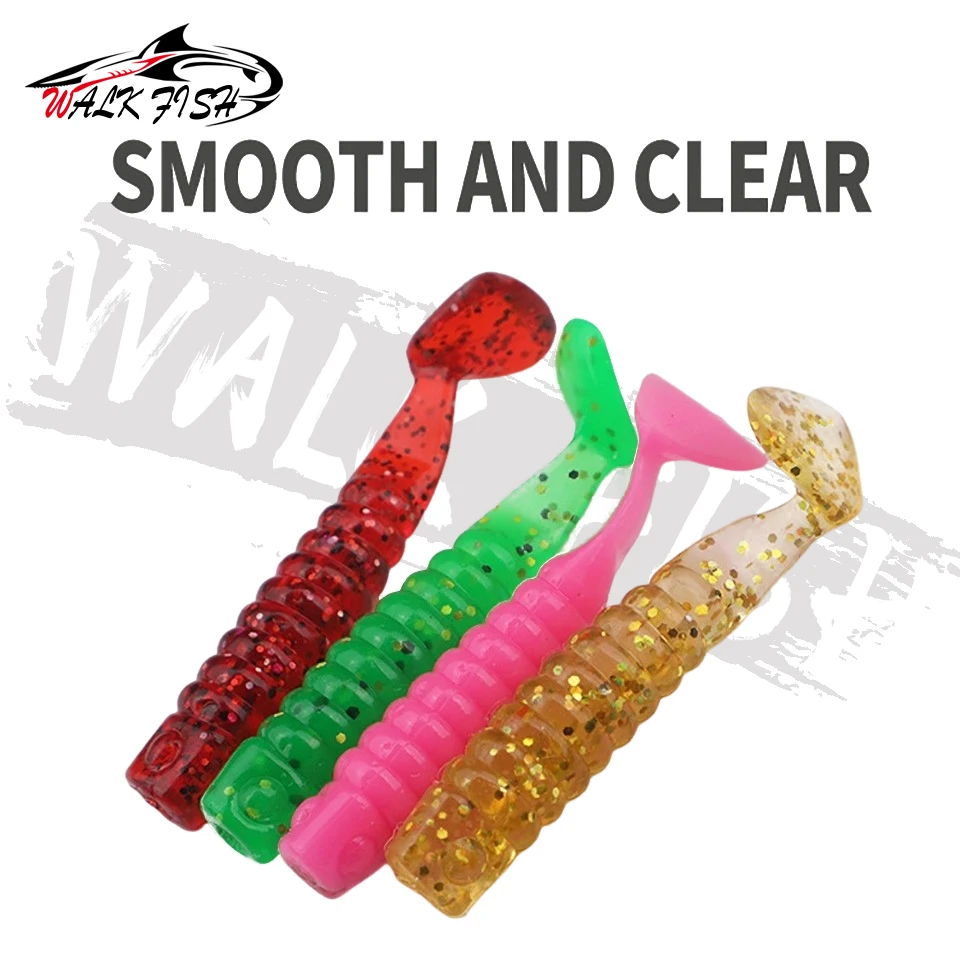 WALK FISH-Mini Señuelos de Pesca de goma, cebos blandos de gusano suave, cebos artificiales de silicona para lubina, 10 piezas - imagen 5