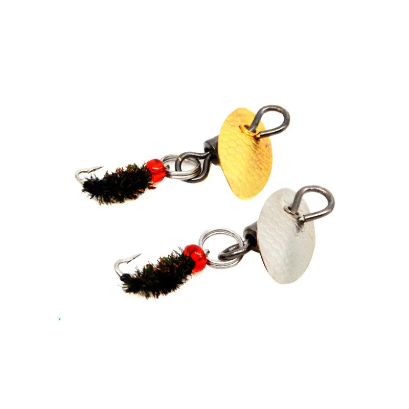 Anzuelo de pesca con mosca, giratorio, semillas de melón, lentejuelas, atado a mano, cebo compuesto, nanomitas, gusano, lote de 2 piezas, venta - imagen 3