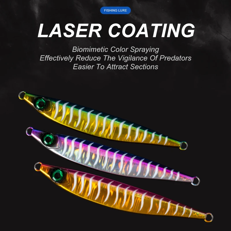 TEASER J100 40g 60g 80g 100g recubrimiento láser luminoso plantilla de pesca cebo agua salada Metal Jigging señuelo caída rápida plantillas de hundimiento señuelos - imagen 4