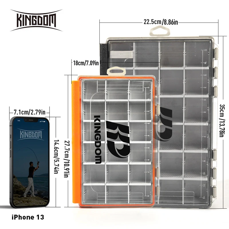 Kingdom 3700 3600 Caja de aparejos de pesca Caja de almacenamiento organizadora de señuelos impermeable grande con divisores extraíbles para cebos duros y herramientas - imagen 5