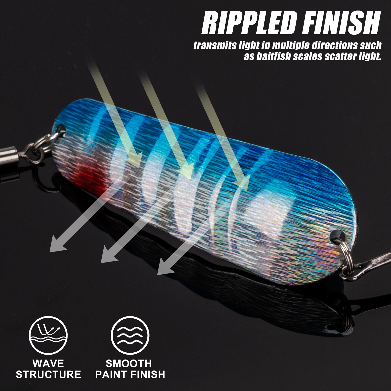 THKFISH 5 uds cucharas de pesca señuelo de Metal 21g cebos duros artificiales con anzuelo triple Spinner cuchara de lentejuelas Kit de Señuelos de Pesca - imagen 3