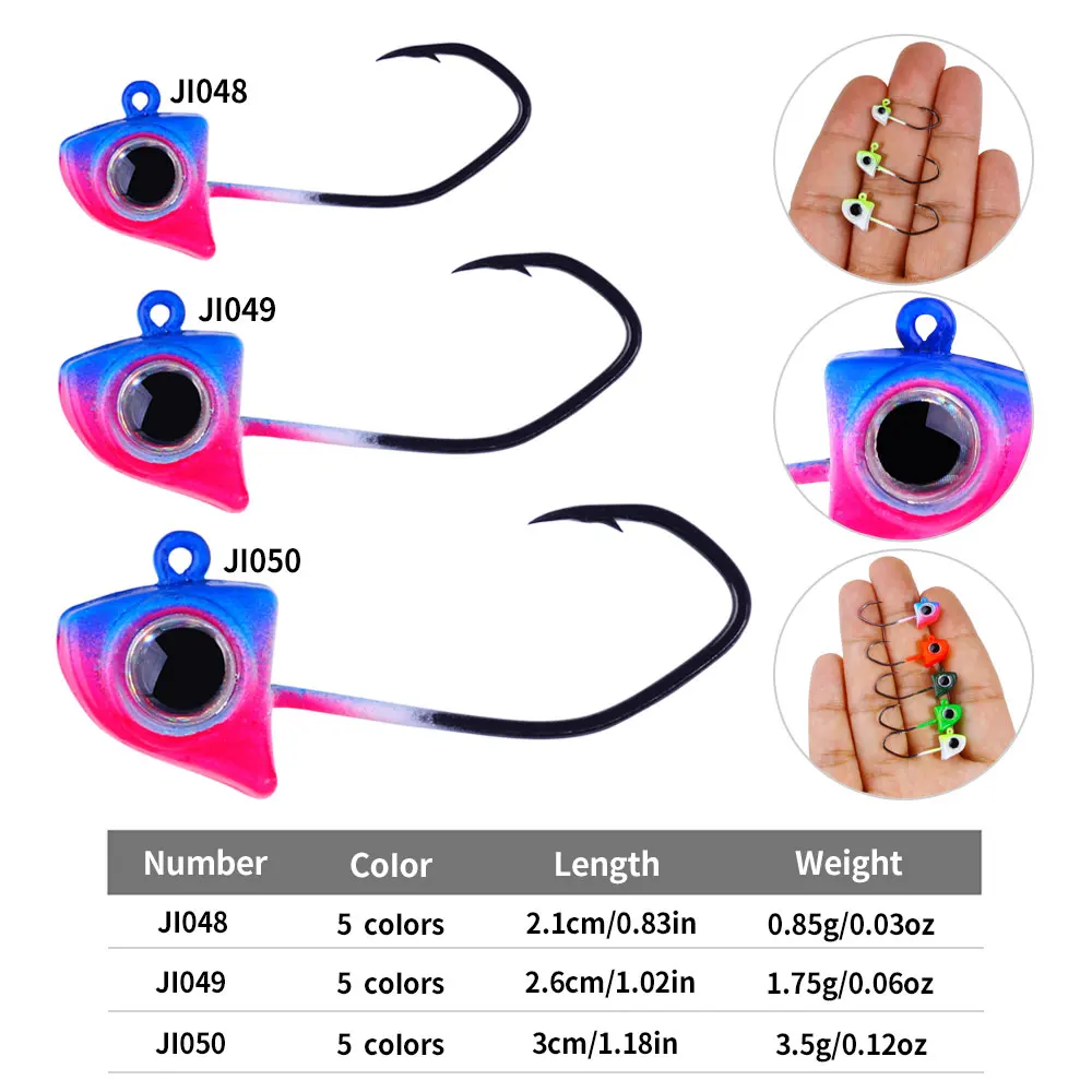 5 uds Crappie Jig head peso 0,85g 1,75g 3,5g Plantilla de pesca agua dulce agua salada gusano anzuelos para Panfish Bass jigging pesca - imagen 2