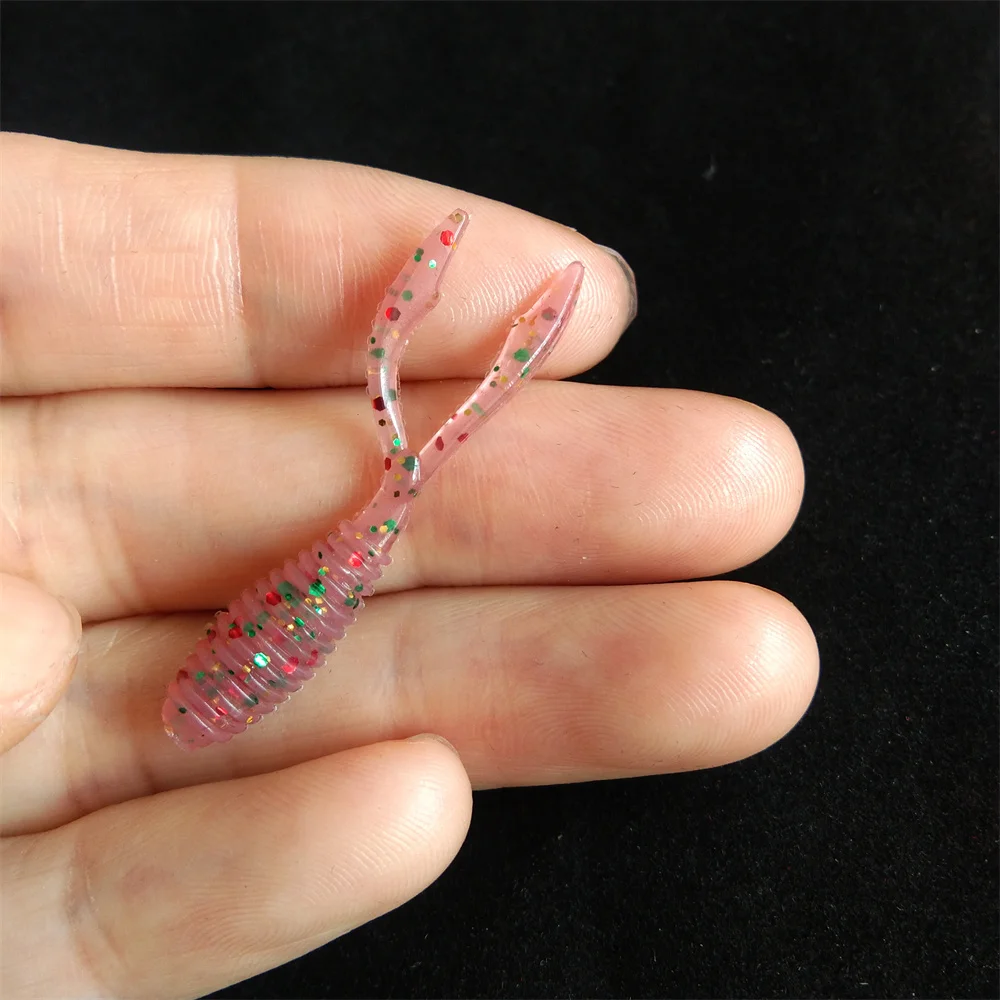 Señuelo de pesca de doble cola, anzuelo de 80 piezas, 35mm, 0,4g, Ajing Rockfish Jig Swimbait, gusano, Lucio, cebo Jigging, trucha - imagen 3