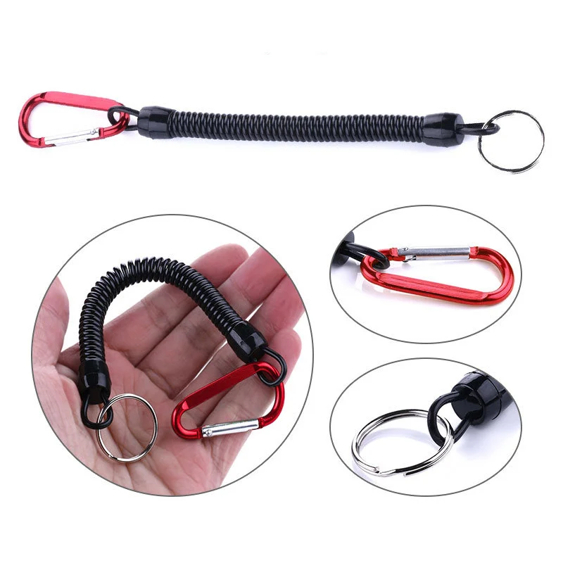 Cordones de pesca de 3 piezas y 22cm, tetera enrollable retráctil con mosquetón, cuerda de pesca en bote de TPU, cuerda de retención, herramientas de pesca, aparejos - imagen 4