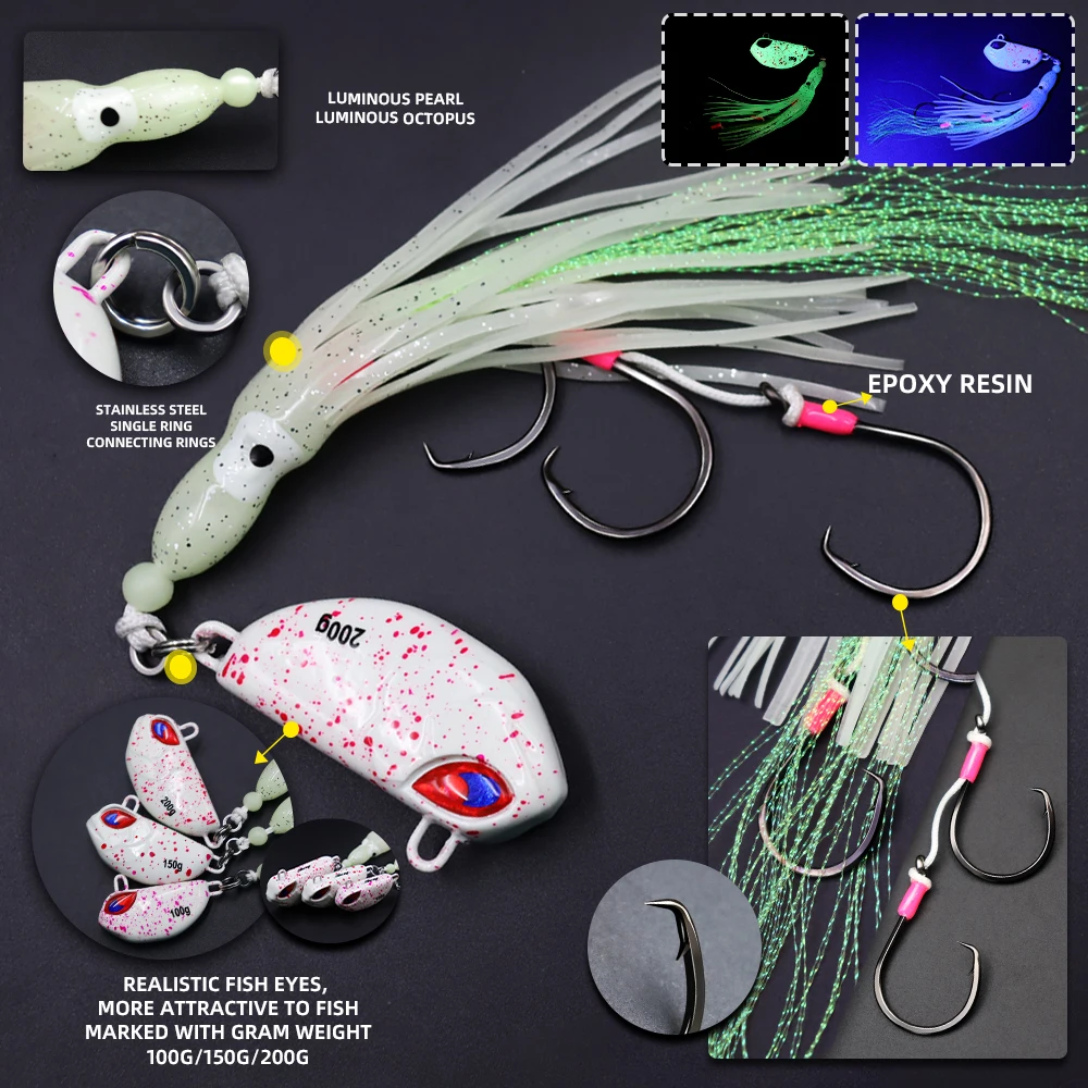 Anzuelos Jig Pulpo Blando ZYZHE para barco con cadena circular - imagen 4