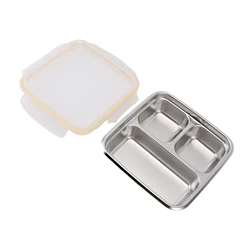 Contenedor de preparación de comida portátil, contenedor de comida de acero inoxidable para pícnic al aire libre, fiambrera de 1200m de capacidad con compartimentos divididos