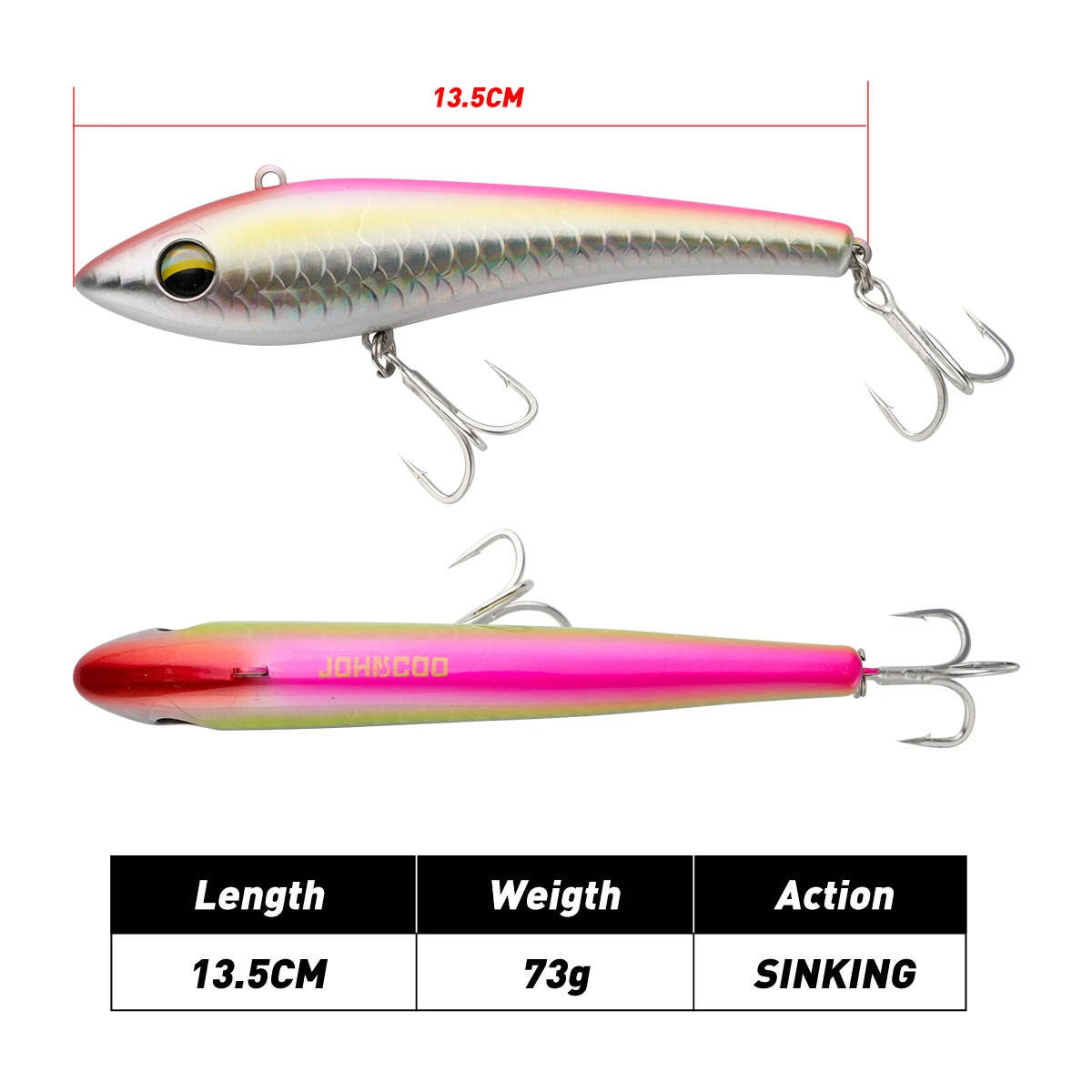 Señuelo de vibración de fundición larga que se hunde VIB 135mm 73g señuelo de pesca cebo duro Artificial gancho fuerte para Señuelos de Pesca de Mar de atún GT - imagen 3