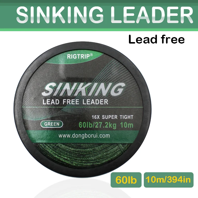 Línea líder de pesca de carpa, 10m/60lb, aparejos de pelo de carpa, 2 colores, 16x, súper apretado, sin plomo, para aparejos de sedal de pesca gruesa de carpa