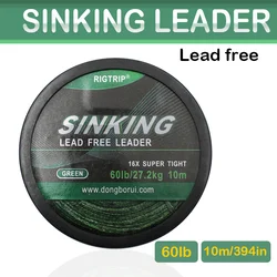 Línea líder de pesca de carpa, 10m/60lb, aparejos de pelo de carpa, 2 colores, 16x, súper apretado, sin plomo, para aparejos de sedal de pesca gruesa de carpa