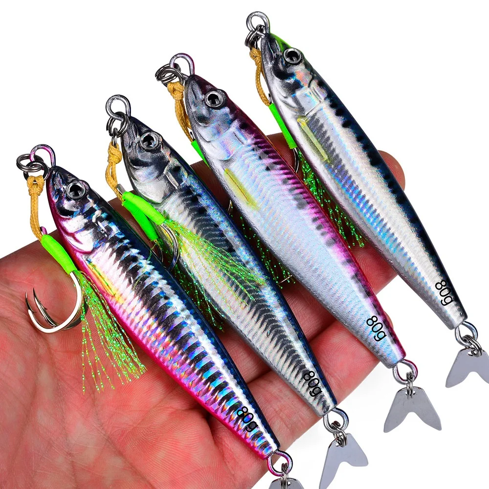 Jig metálico vertical de hundimiento rápido 3D para pesca en mar