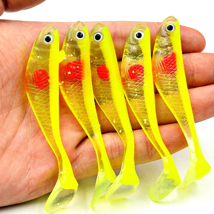 Cebos de silicona suave para pesca, cebo Artificial falso de cola en T, Wobblers Swimbait, 5 piezas, para invierno - imagen 2