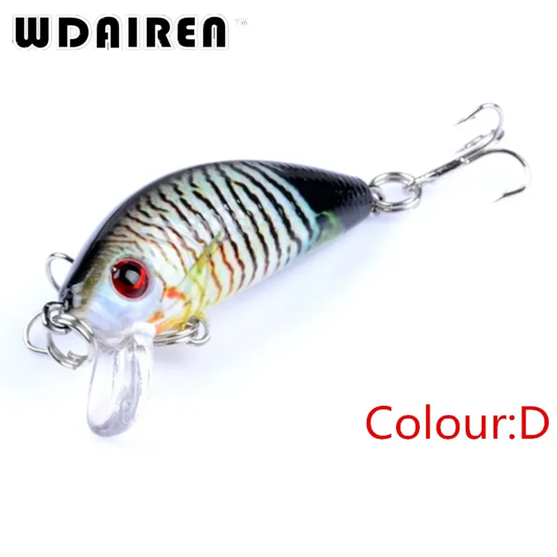 5 uds 4,5 cm 3,8g juego de Señuelos de Pesca cebo duro Minnow con 2 anzuelos aparejos de pesca señuelo ojos 3D Crankbait Minnow - imagen 3