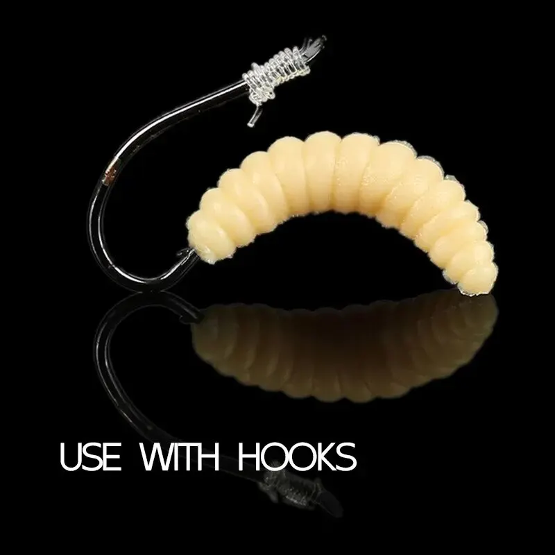 Cebo suave de gusano de pan, 50 Uds., señuelo de gusano suave biónico colorido, cebo suave, gusano de gusano falso luminoso con olor a pescado y olor almizcle - imagen 4