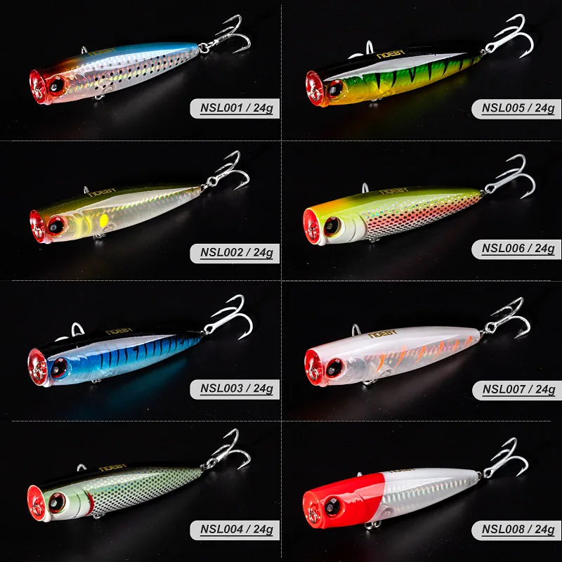 Señuelos de pesca Big Popper, 105mm, 24g, ojos 3d, cebo Topwater Crankbait Wobblers, aparejos Isca Poper, novedad, 4 uds. - imagen 5