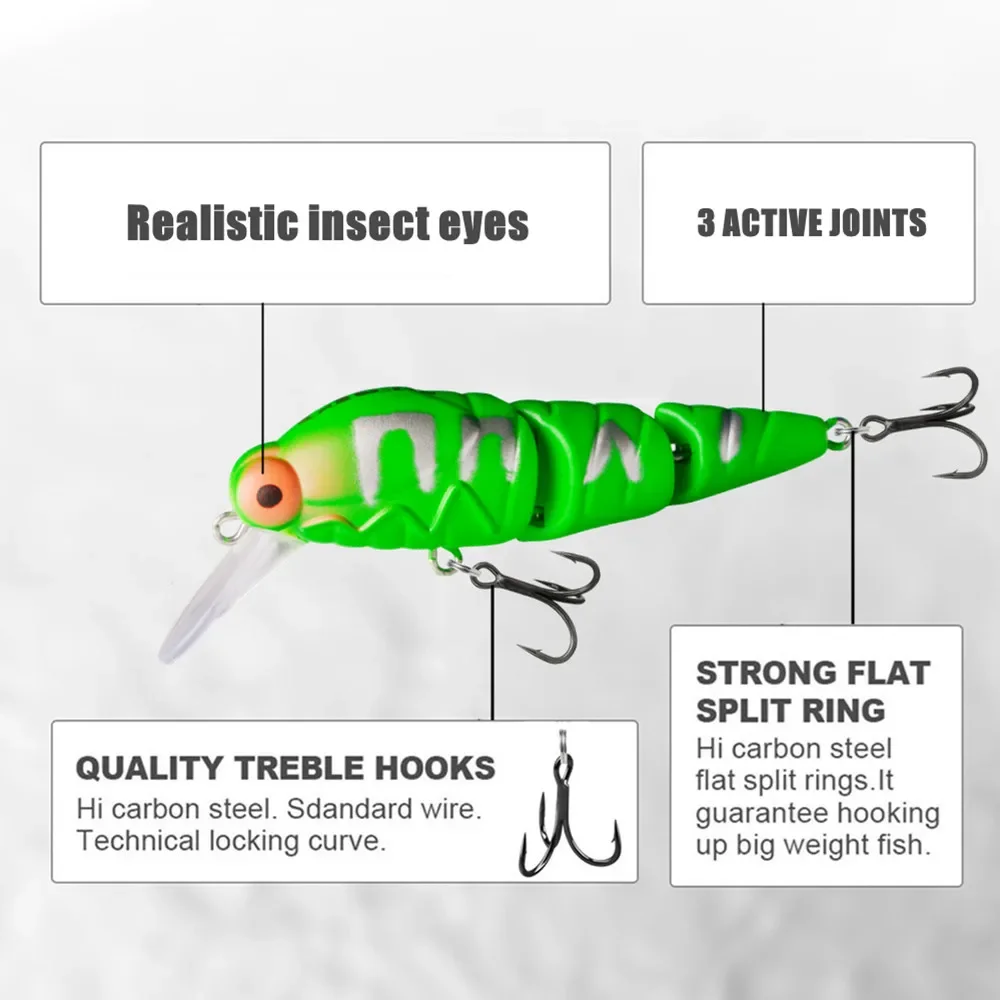 Señuelo de pesca flotante GREENSPIDER 55mm 5,5g MINNOW cebo duro multisección señuelo Artificial para perca carpa lubina - imagen 5