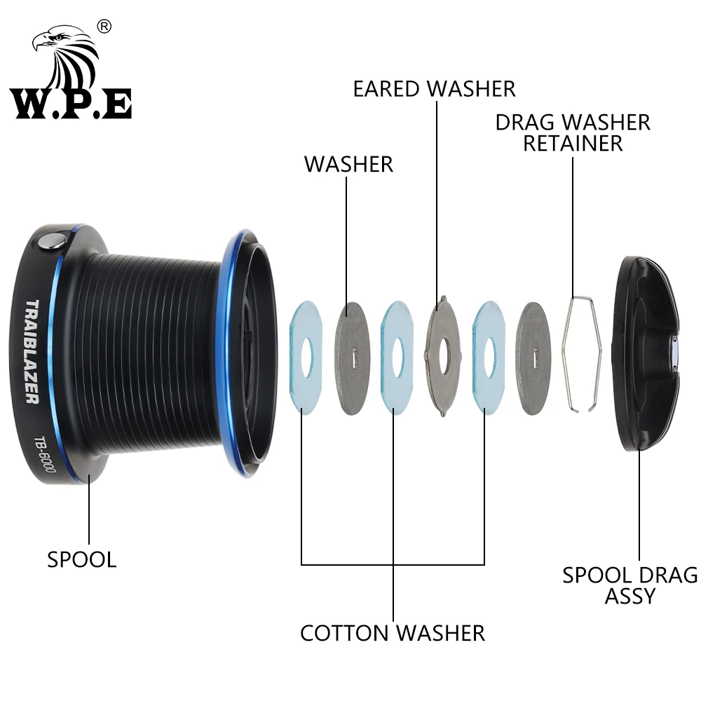 Carrete giratorio de pesca W.P.E TB, carrete de pesca con alimentador de carpa 5500 6000, cuchara de Metal 7 + 1 rodamientos de bolas, relación de engranaje 4,6:1, aparejos de pesca - imagen 3
