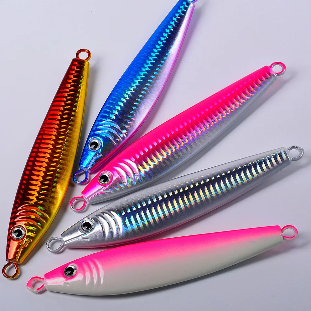 Señuelo de pesca de Metal de aguas profundas, 5 uds., 40g, 60g, 80g, 100g-250g, pesca en barco, señuelo de caballa a la deriva, fundición larga, hundimiento rápido, señuelo de Metal - imagen 5