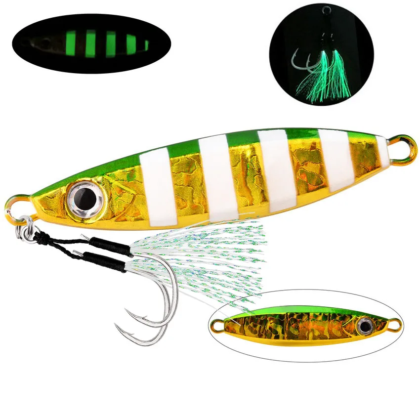 Señuelo de pesca con plantilla de Metal, Micro señuelos de Jigging, 40g, 60g, 80g, plantillas de Wobblers que se hunden para pesca en el mar, cebo duro Artificial luminoso