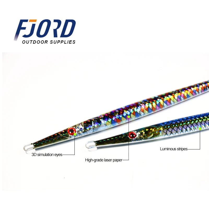Señuelo de pesca de hundimiento rápido de fundición larga, plantilla de Metal de aguja FJORD, Jigs verticales, cebo duro de agua salada de mar, impresión 3D, Ta, 80g, 100g - imagen 4