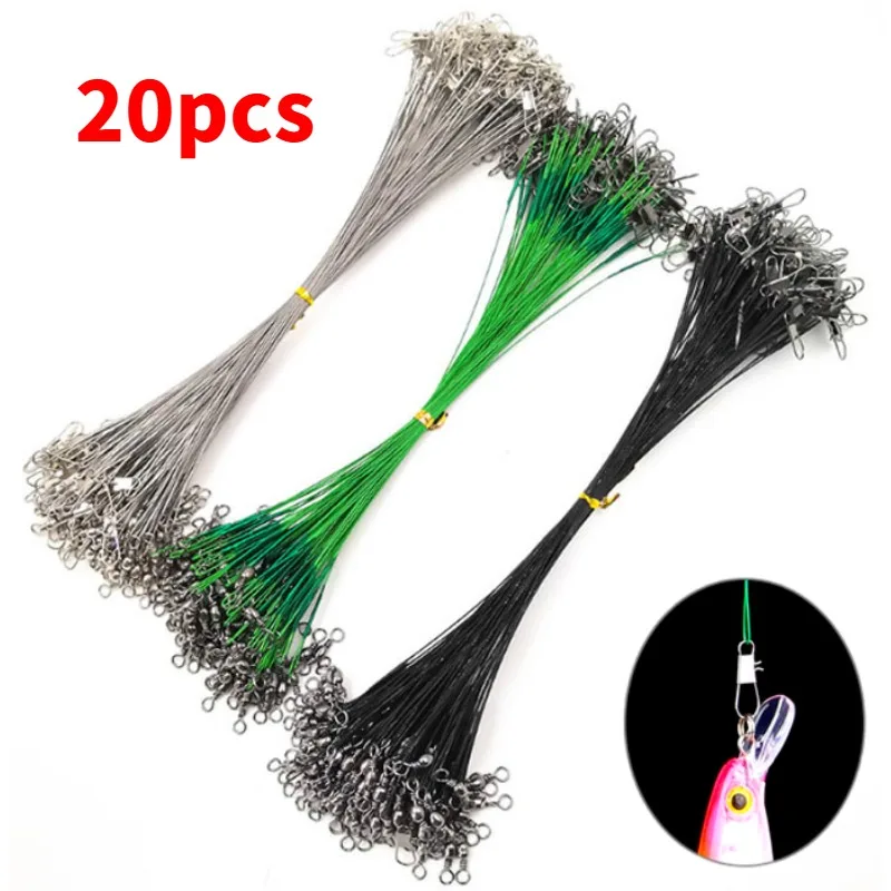 Señuelo de alambre frontal antimordida, sedal de pesca líder de acero con accesorio giratorio, núcleo de plomo, pesca en alta mar, herramienta de anzuelo a presión - imagen 3