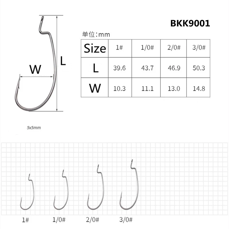ZYZ-anzuelos texanos de acero de alto carbono, aparejos de Pesca suaves, con manivela Bkk, 10-12 unids/lote por bolsa - imagen 3
