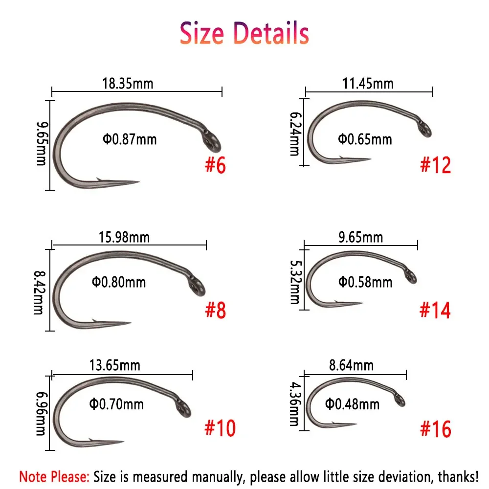 20 piezas C068AP de acero rico en carbono con púas 2X corto 2X huevo pesado/Caddis Ninfa Offset mosca atado gancho para atar huevos mosca Ninfa Caddisfly - imagen 3