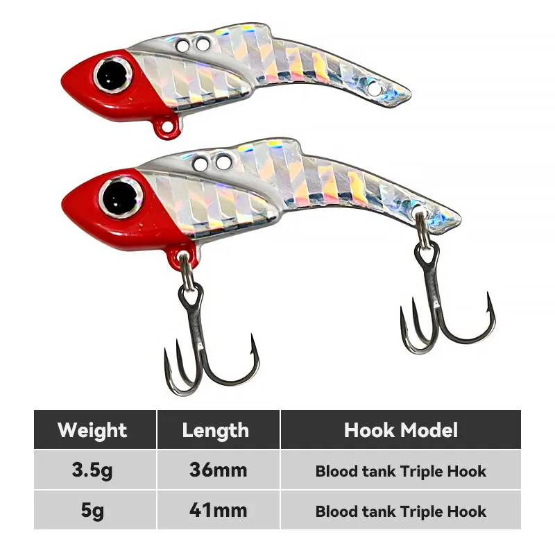 Bazooka-señuelo de pesca VIB, cebo de Metal, cuchara de plantilla que se hunde, vibración de invierno, efecto luminoso UV, Vibe, Lucio duro, Cicada Tremor - imagen 2