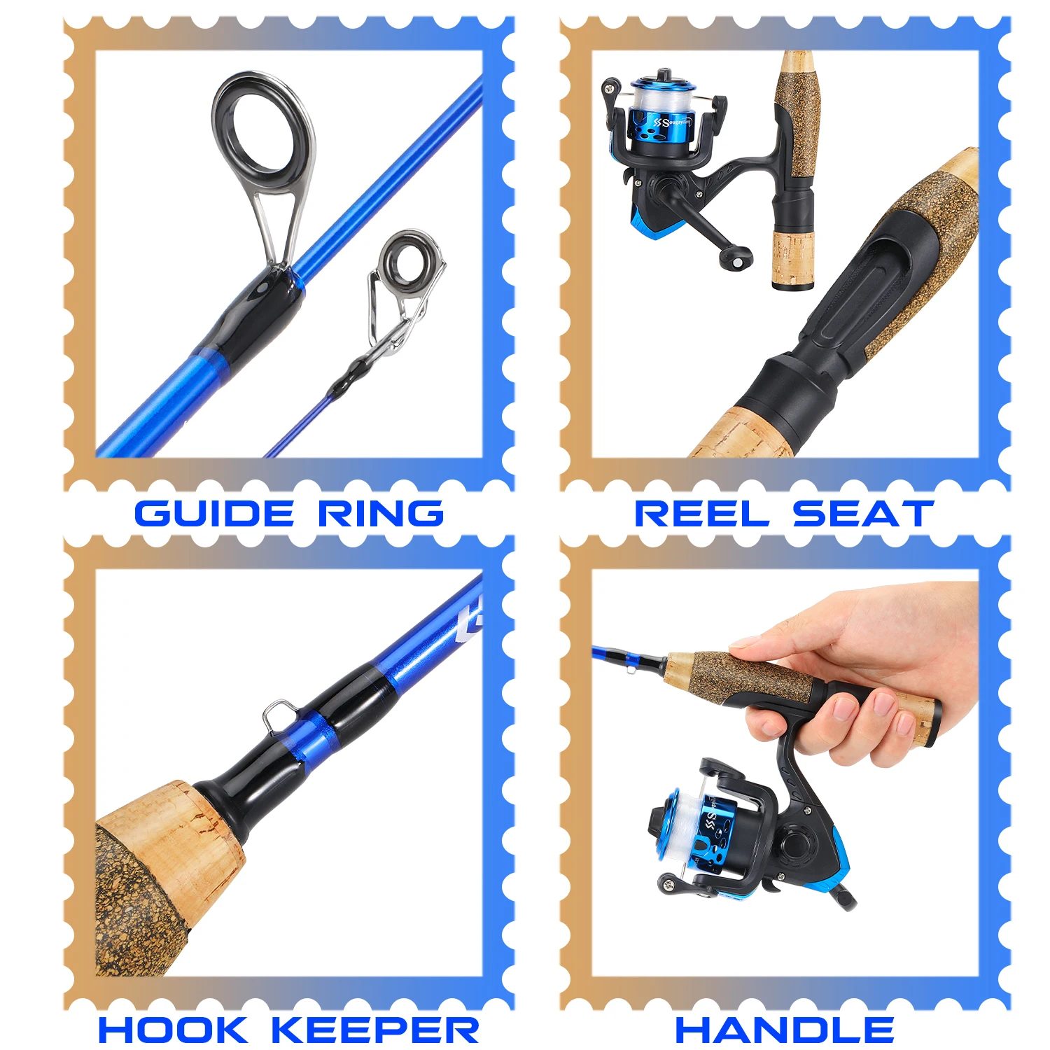 Caña de pescar en hielo Sougayilang, mango antideslizante de corcho, caña de pescar de carpa y camarones de río, 66cm, 71cm, Mini caña de pescar de invierno de 2 secciones - imagen 5