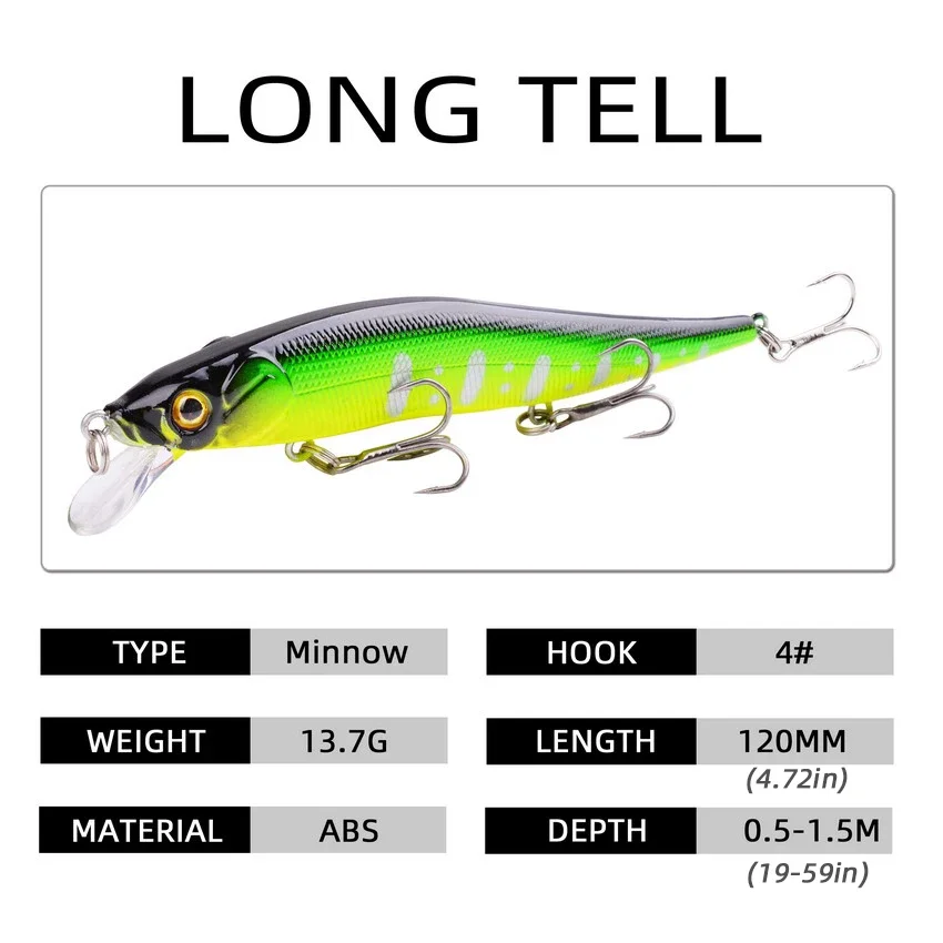 Señuelo de Pesca Minnow, cebo duro para Trolling, Lucio, carpa, Wobbler de 13,7g con diseño de Crankbait, Ideal para aparejos de Pesca y Peche, 5 uds. - imagen 4