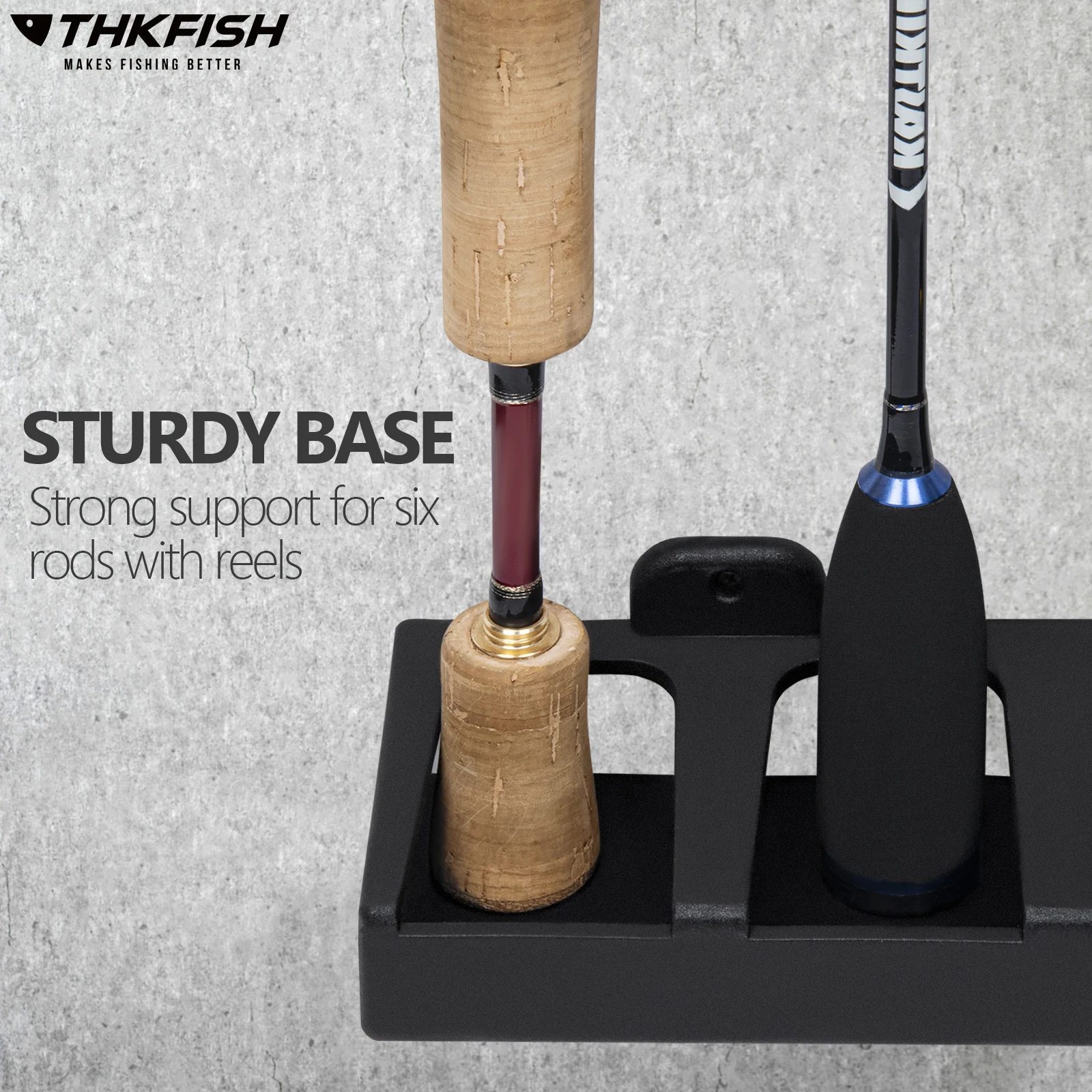 THKFISH Fishing Rod Holder Horizontal 8-Rod Rack ABS Plastic Storage Wall Mount Fishing Rod Rack Fishing Pole Holder for Garage - imagen 5