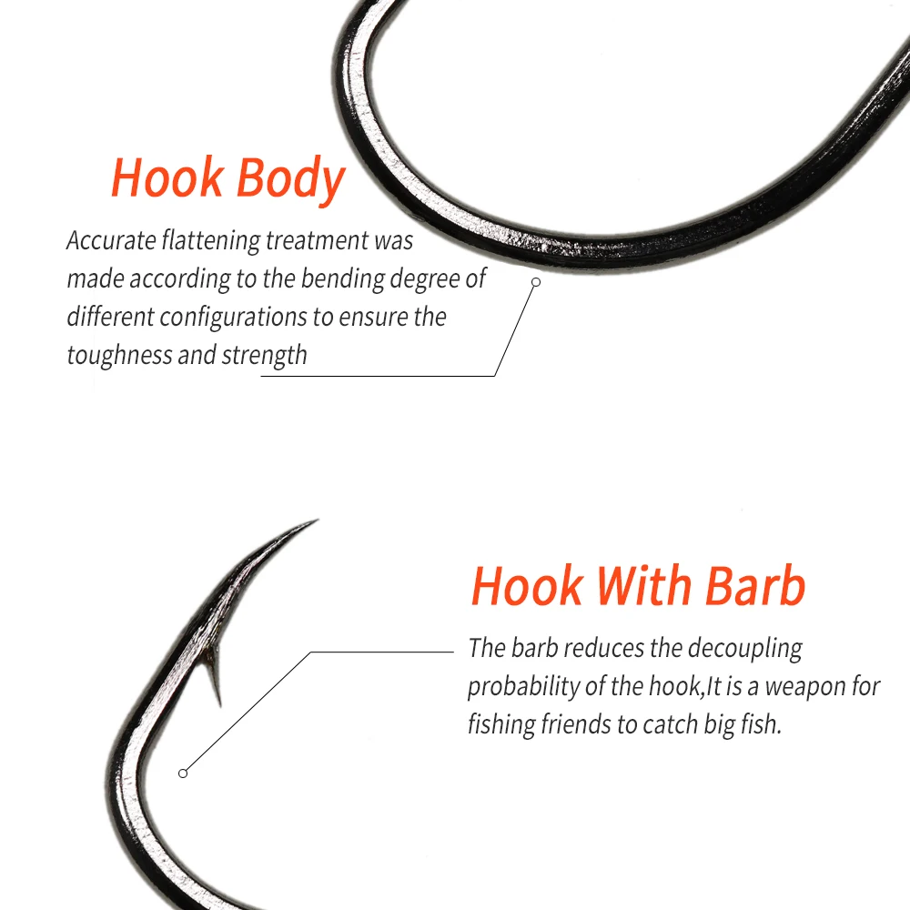 Wifreo-anzuelo de pesca de pico de vástago largo, 10/20 piezas, aparejo de pulpo Offset, #8-#10/0, aparejos de púas de pesca de agua salada - imagen 4