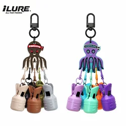 Kit Protector de cebo de plantilla de calamar M + 6 uds Webfoot pulpo Egi ganchos cubierta sepia paraguas señuelo tapa con mosquetón accesorios de mar