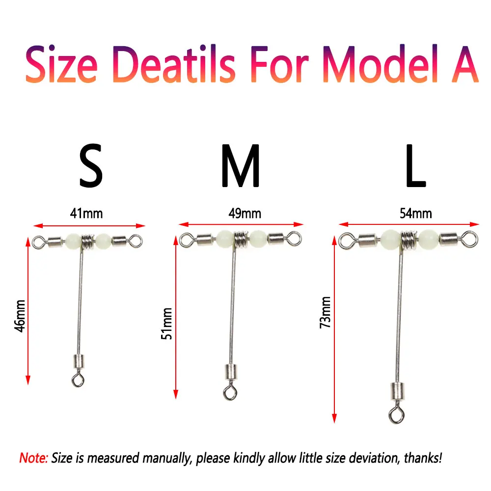 Bimoo10uds. Eslabones de pesca en forma de T con cuentas luminosas, línea cruzada, giratorio de 3 vías, Conector de aparejos de pesca de señuelo - imagen 4