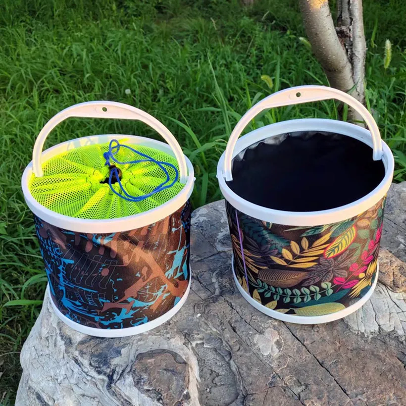 Cubo de pesca plegable para exteriores, Kit de pesca con cuerda, lavado de coches en vivo, baño, cocina, cebo de pesca - imagen 4