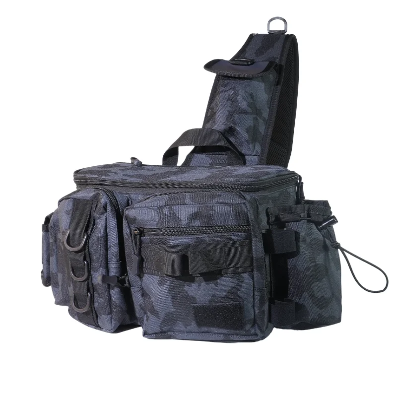 DEUKIO-mochila para aparejos de pesca, caja de señuelos, bolsa de almacenamiento de engranajes, riñonera para pesca con mosca, con soporte para caña, bandolera - imagen 5